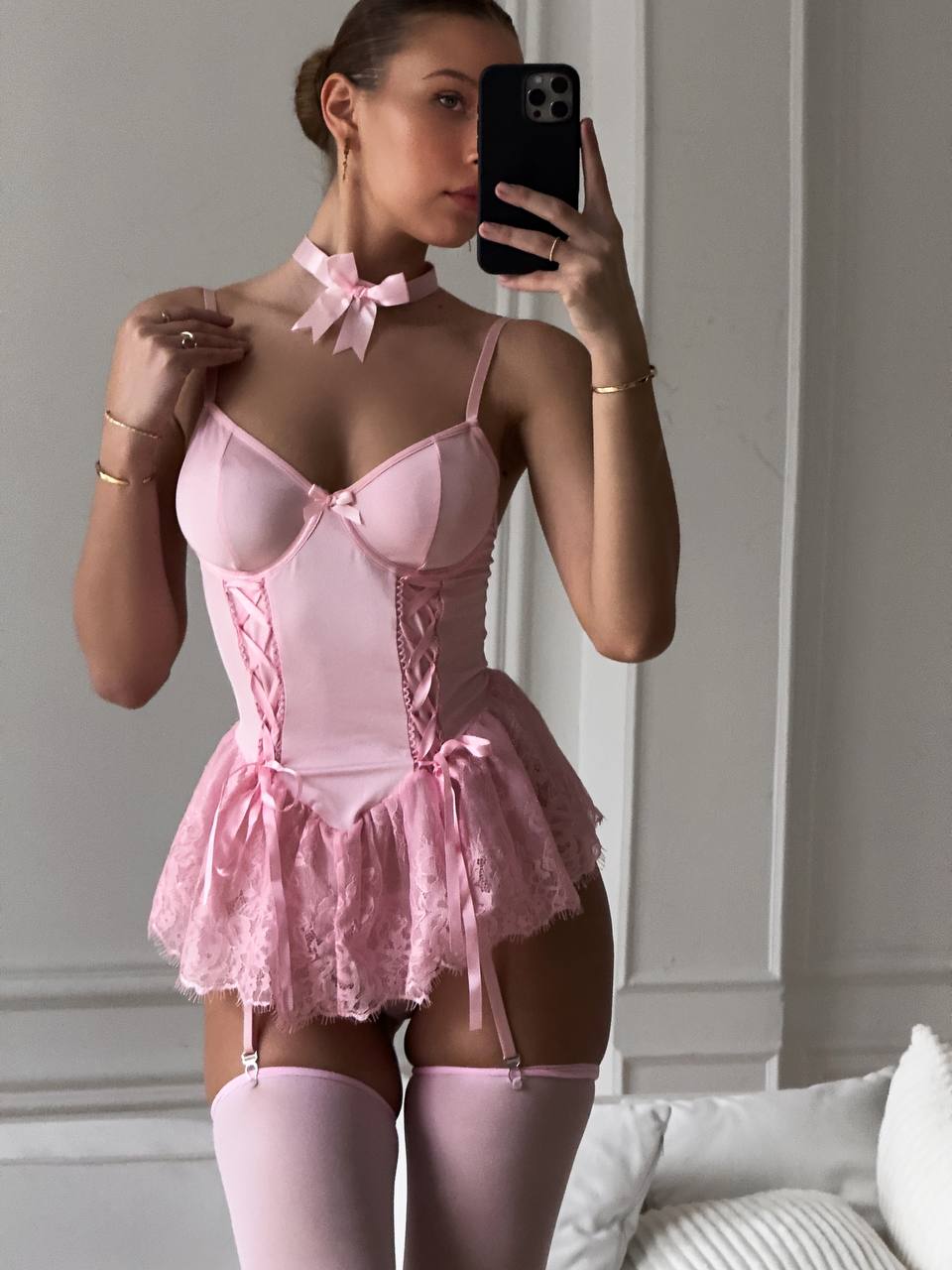 Satin & Lace Babydoll Set