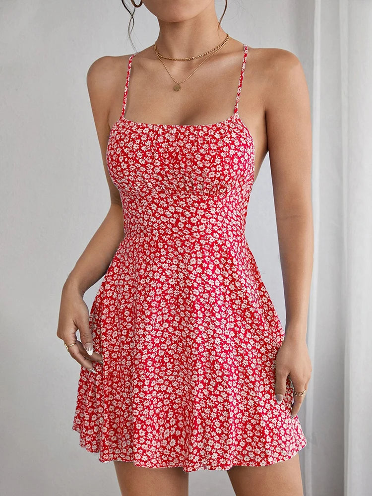 Red Summer Floral Dress