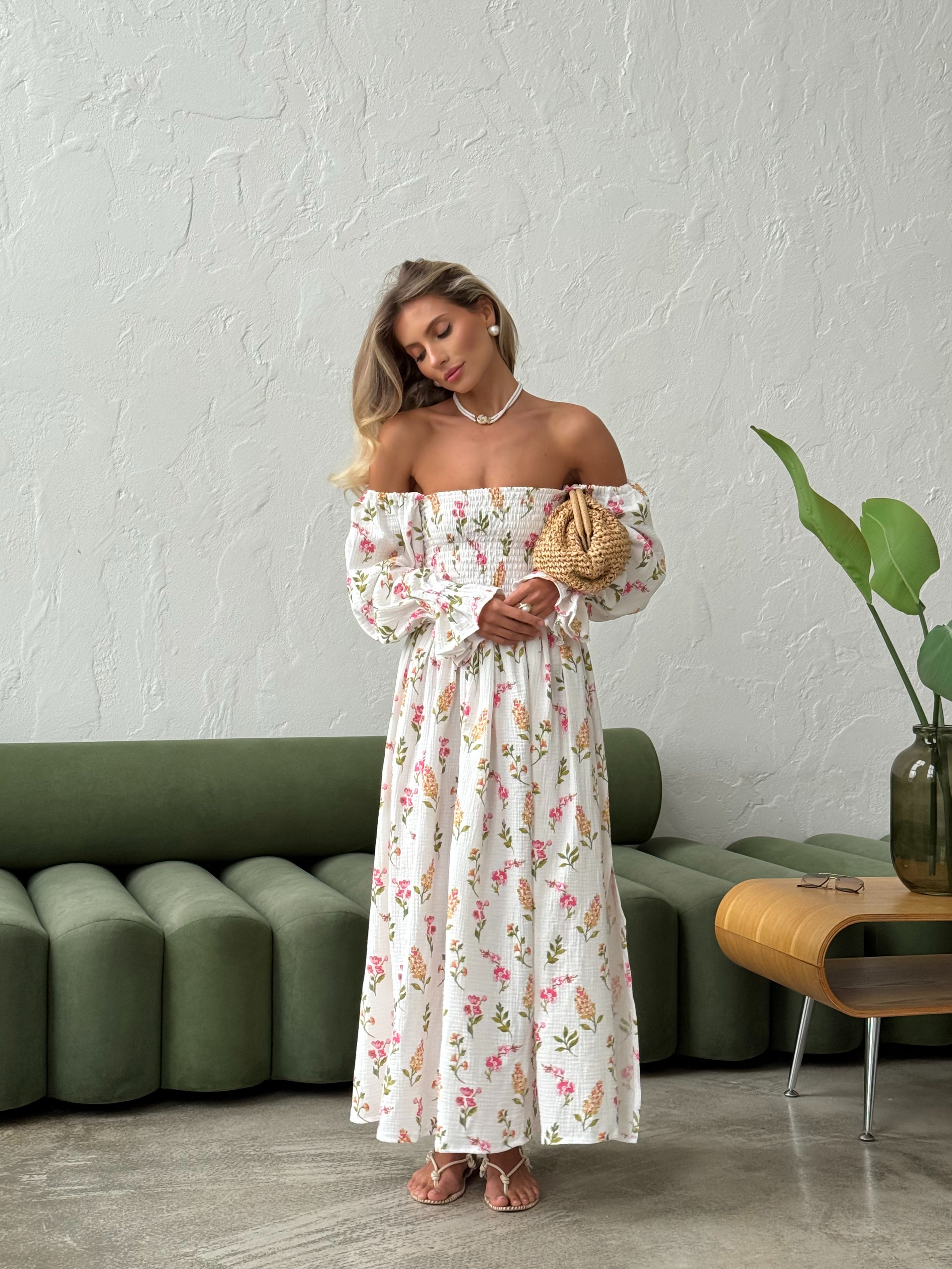 Muslin Floral Midi Dress