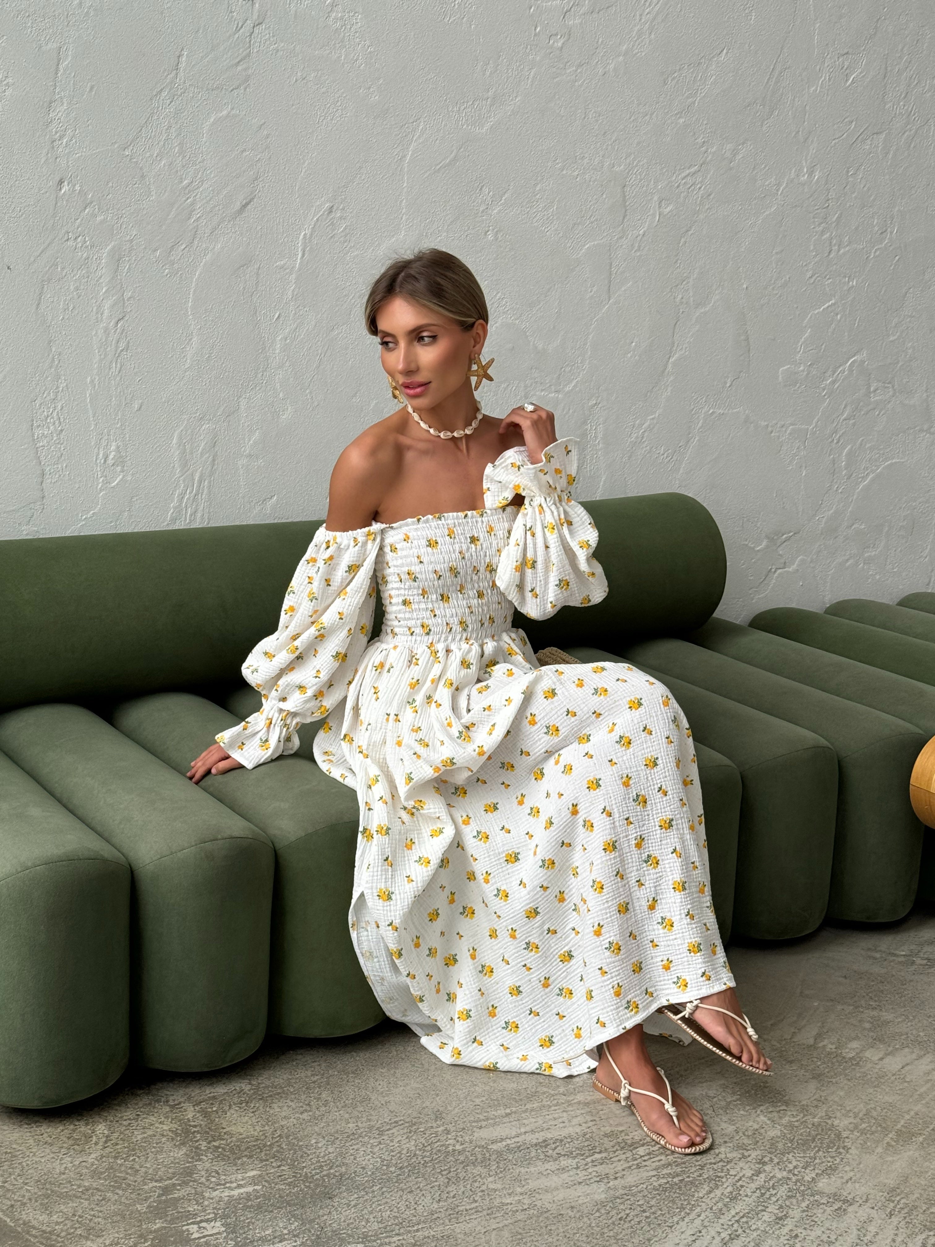 Muslin Floral Midi Dress