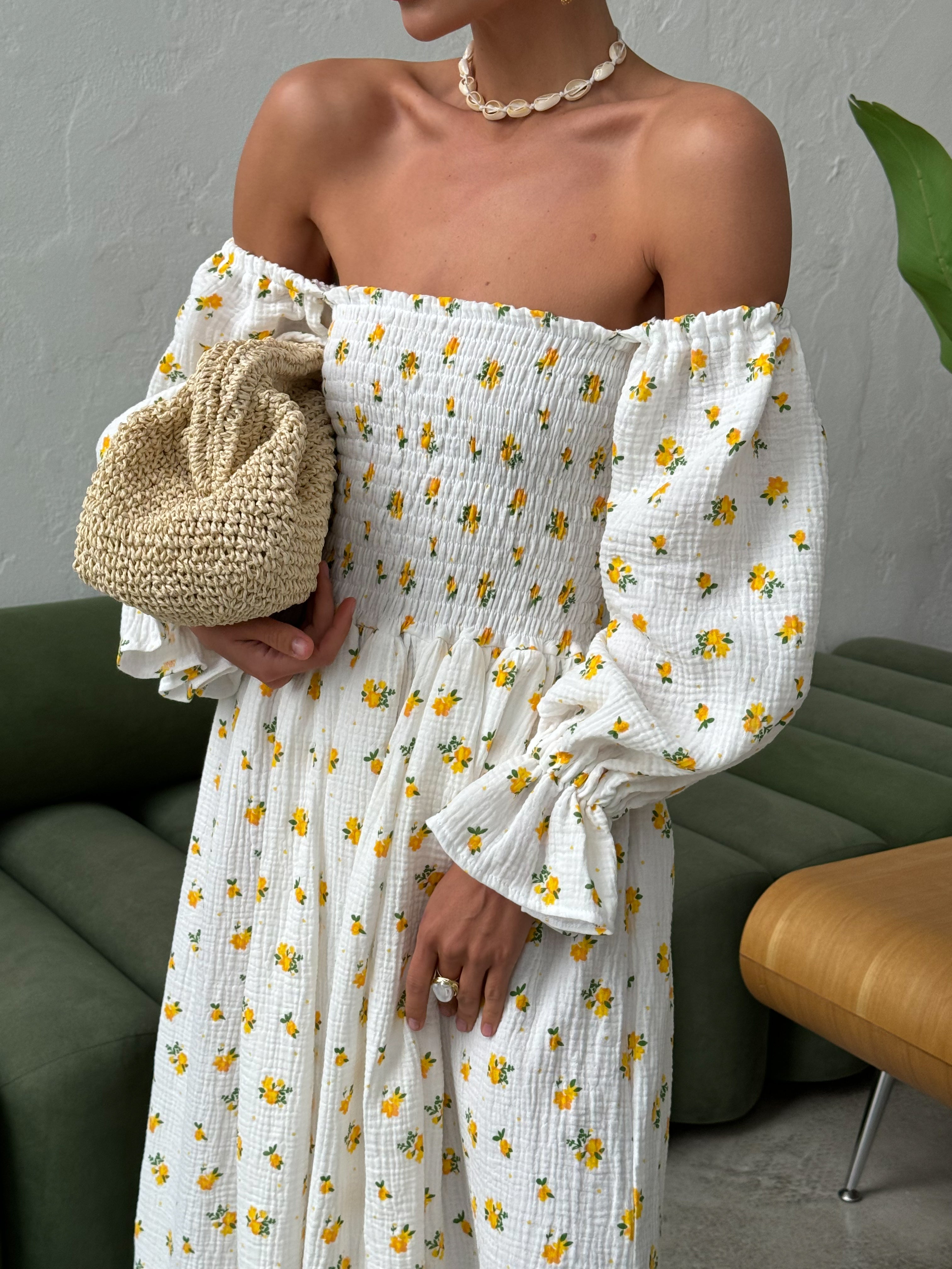 Muslin Floral Midi Dress