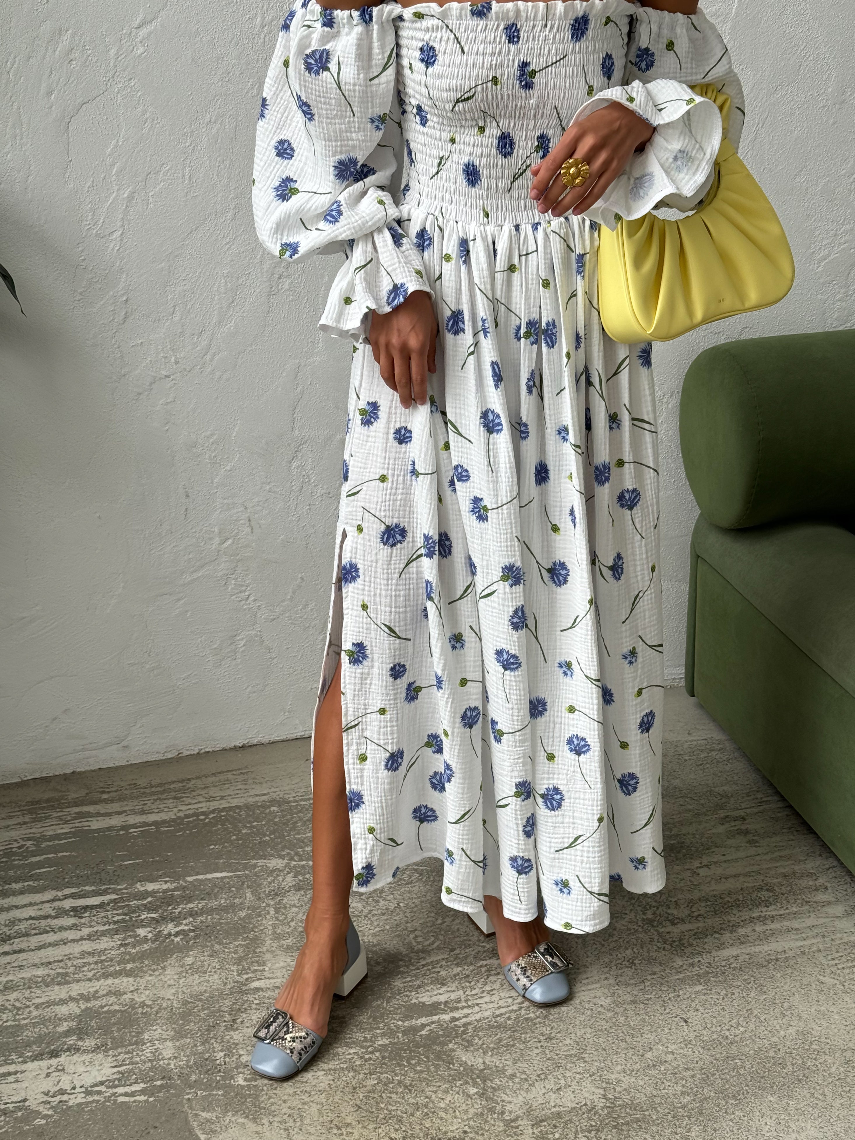 Muslin Floral Midi Dress