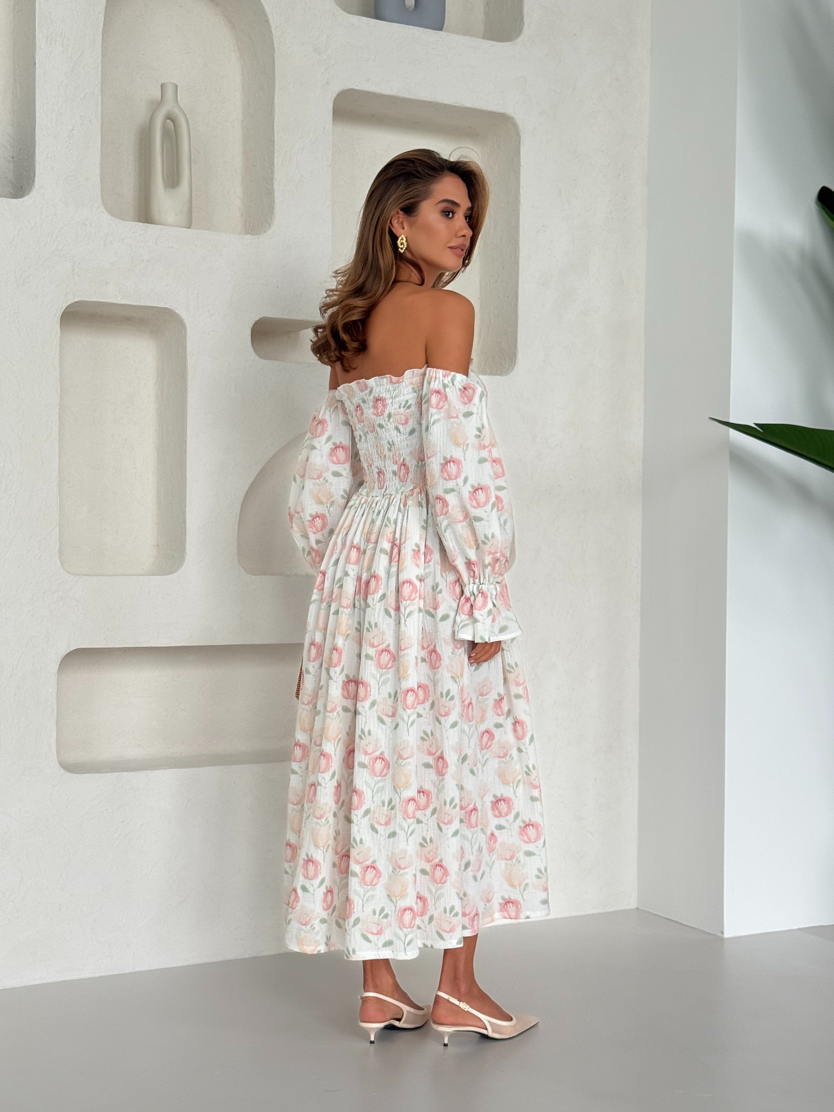 Muslin Floral Midi Dress